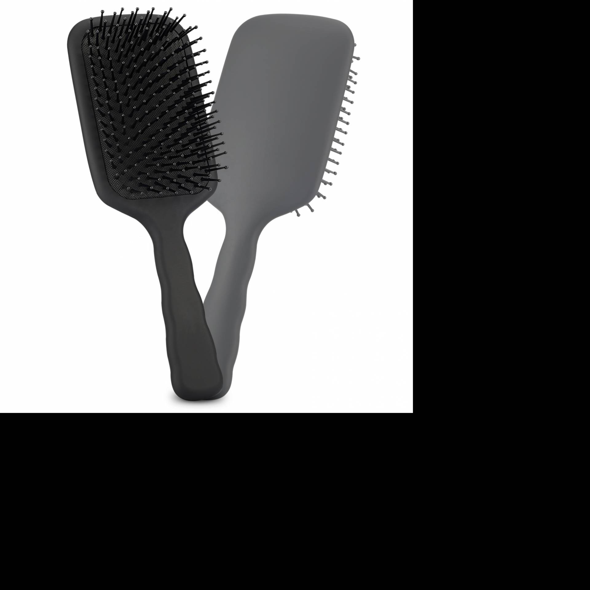 Matt black plastic handle hairbrush and nylon bristle with air hole messaging scalp blood flow plastic hair combs