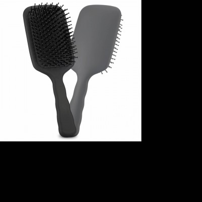 Matt black plastic handle hairbrush and nylon bristle with air hole messaging scalp blood flow plastic hair combs