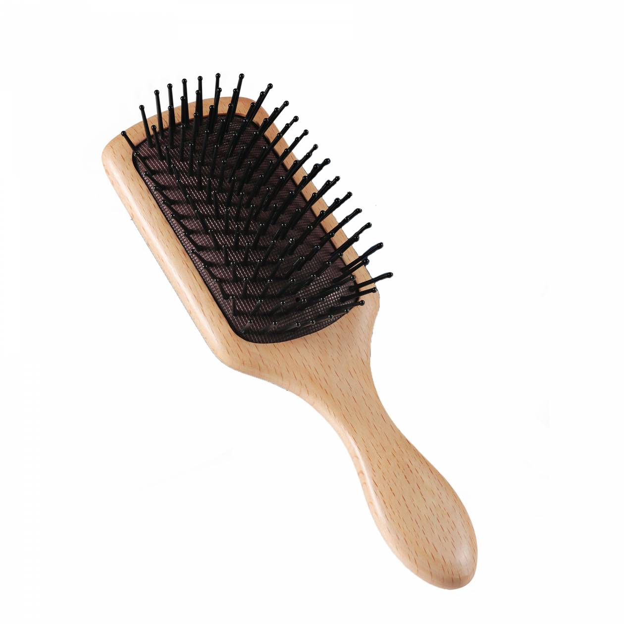 Nylon Pins And Beech Wood Hairbrush Square Paddle Air Cushion Hair Brush